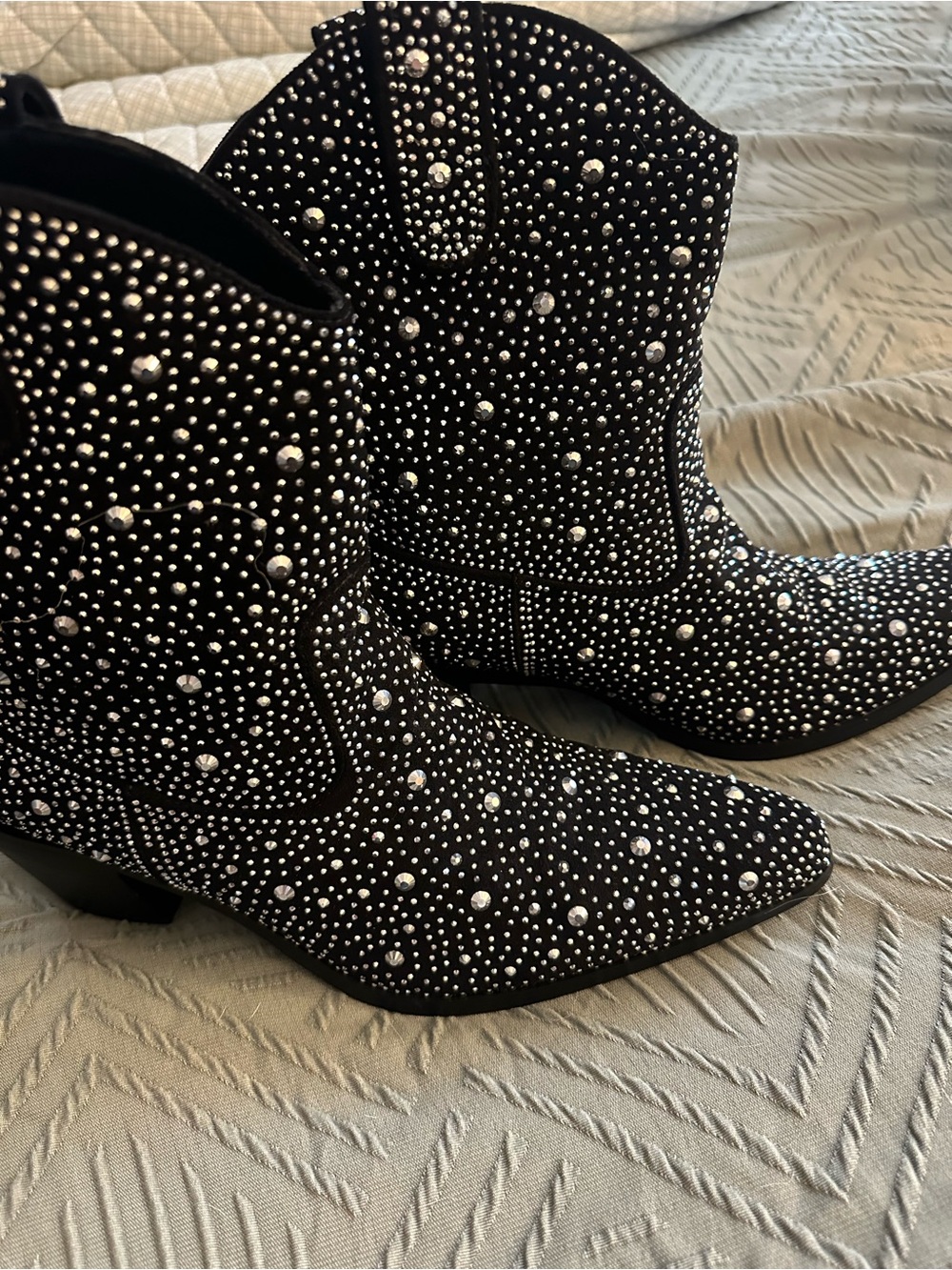 Studded Black Western Ankle Boots - Women's Fashion Booties